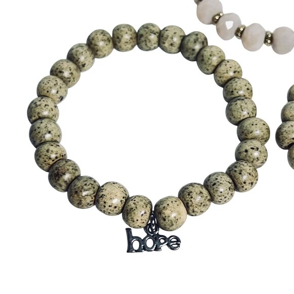 Lot Of 3 Stretch Bracelets - Pink And Tan With Speckles (6113) - Picture 3 of 4